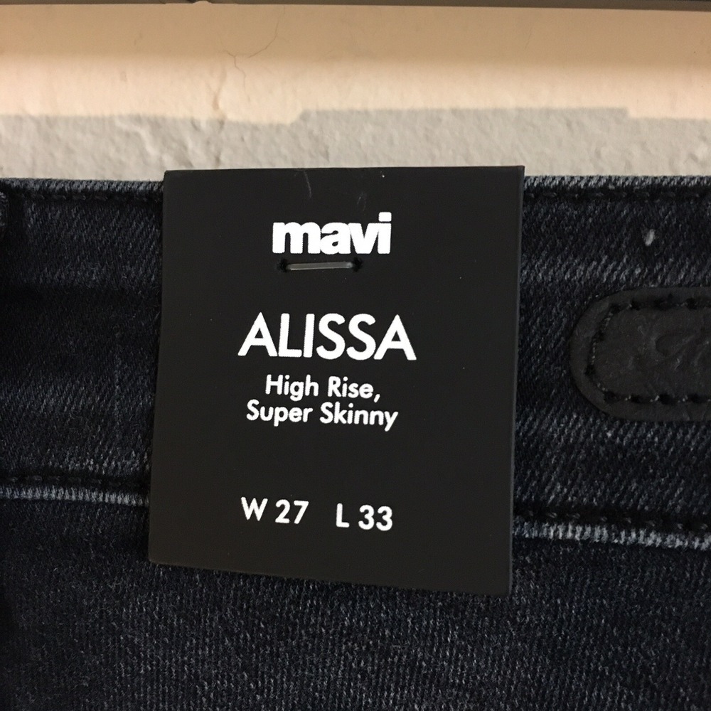 NEW Mavi Jeans 27 Black Alissa High Rise Super Skinny Faded Denim - Picture 6 of 11